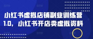 小红书虚拟店铺副业训练营1.0，小红书开店卖虚拟资料-网创星球