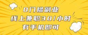 0门槛副业，线上兼职30一小时，有手机即可【揭秘】-网创星球
