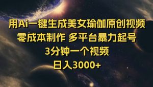 用Ai一键生成美女瑜伽原创视频 零成本制作 多平台暴力起号  3分钟一个...-网创星球